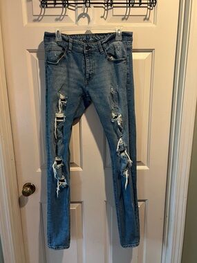 H&M Destroyed Light Blue Skinny Jeans